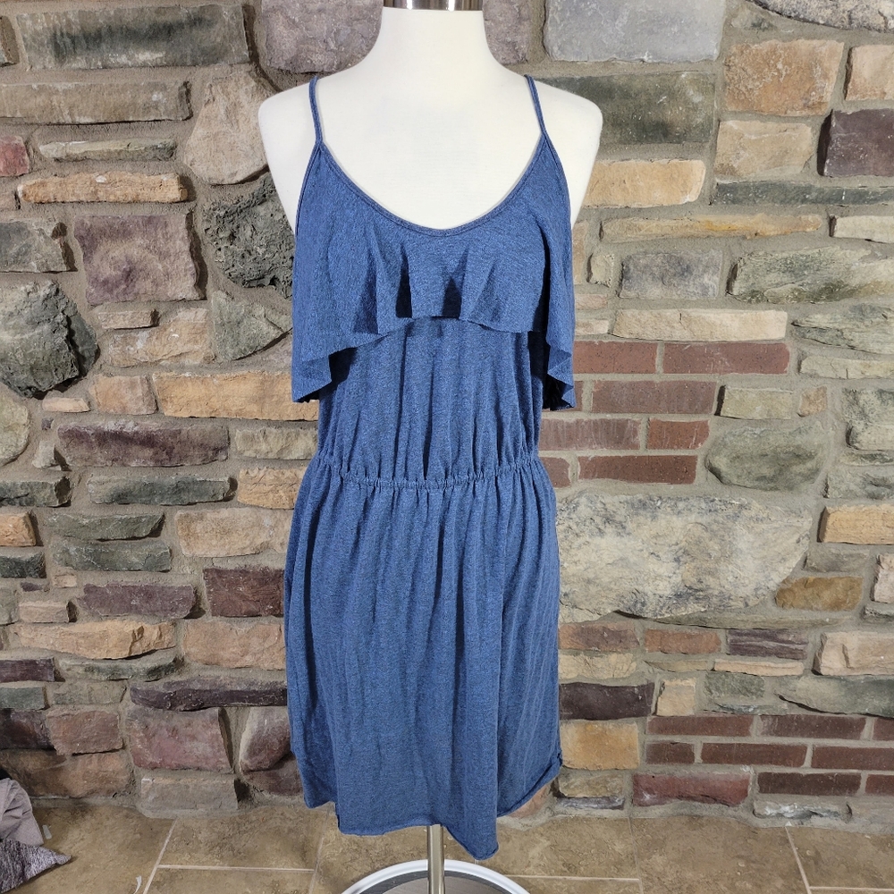 Rebecca Taylor blue jersey ruffle dress size large